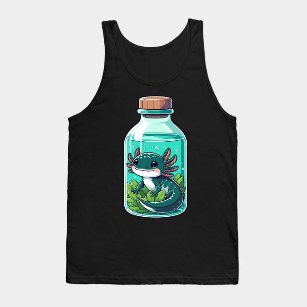 Kawaii Axolotl in Water Plant Bottle Tank Top by TomFrontierArt